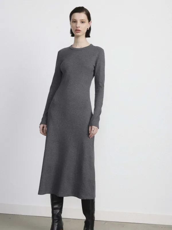 The Ribbed Maxi Dress in Cool Grey sold by Frank & Oak