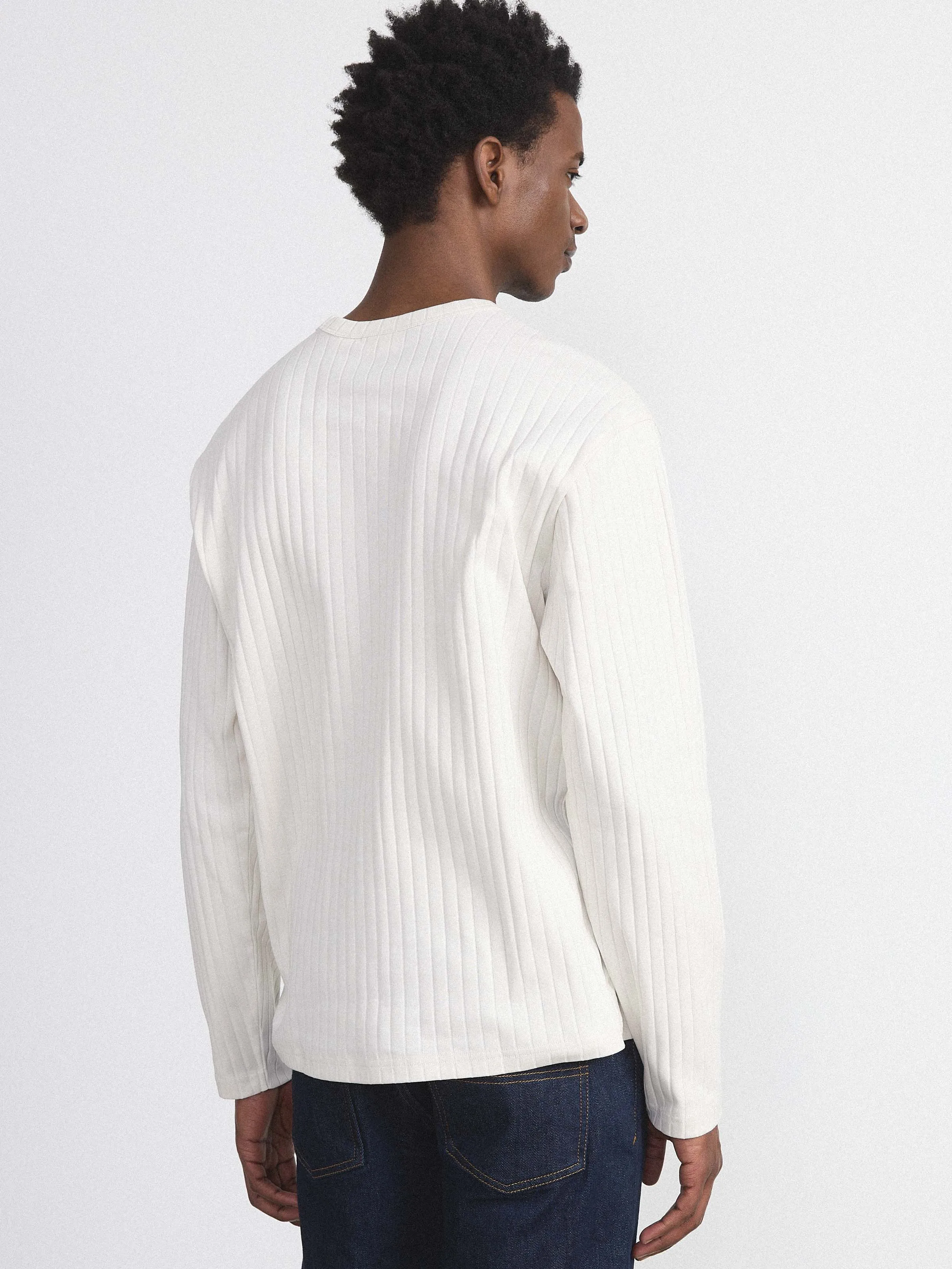 The Long Sleeve Ribbed T-Shirt in Cloud sold by Frank & Oak product image thumbnail 3