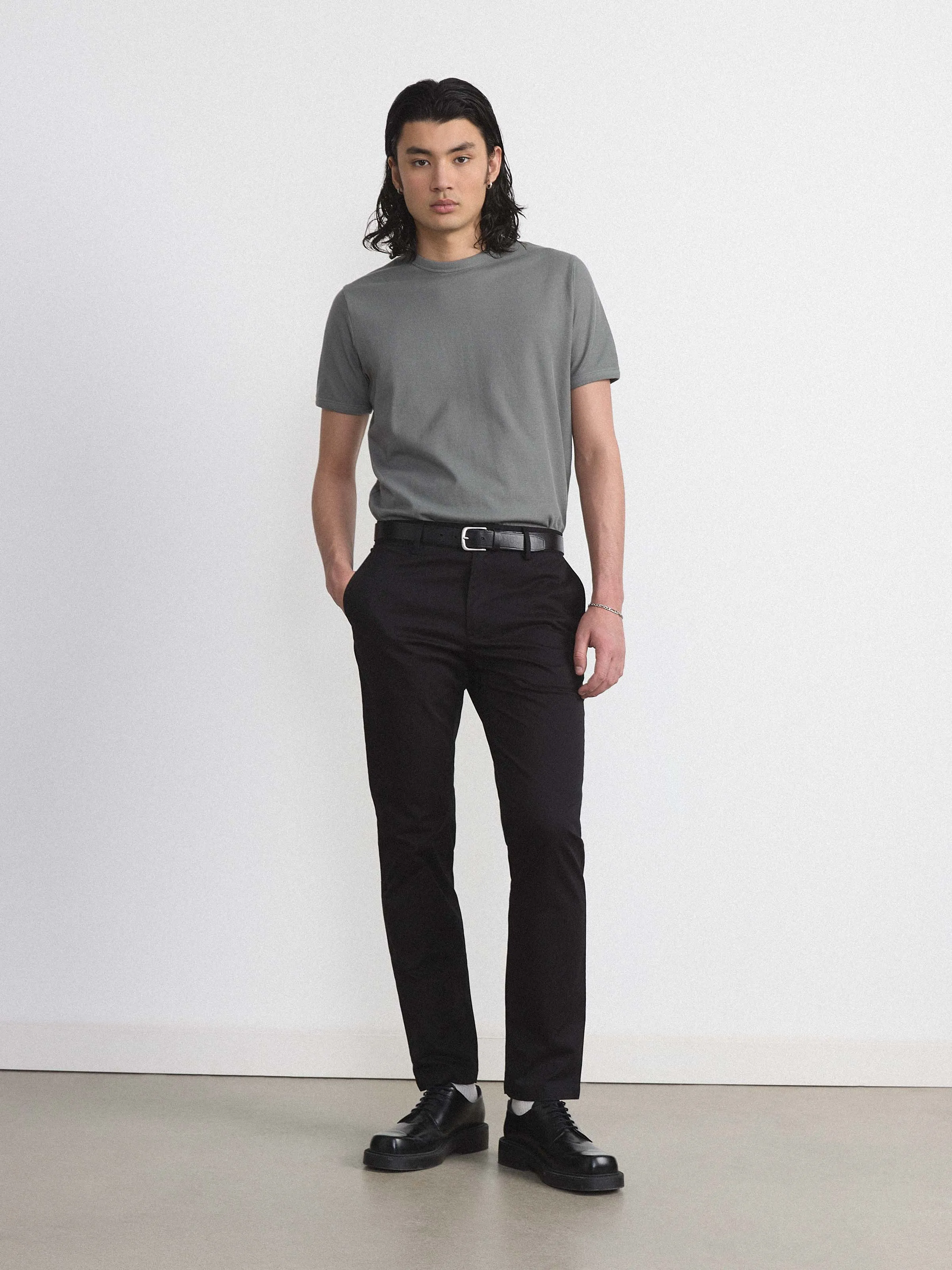 The Short Sleeve Ribbed T-Shirt in Slate sold by Frank & Oak product image thumbnail 2
