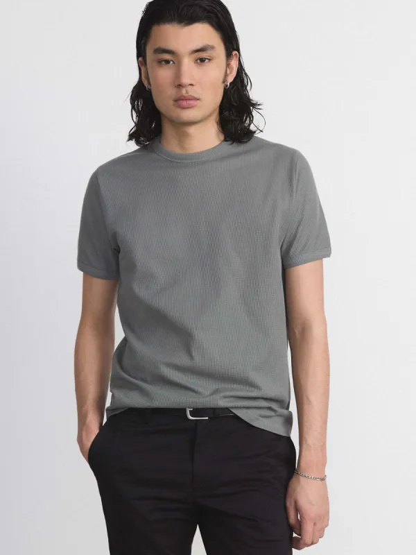 The Short Sleeve Ribbed T-Shirt in Slate sold by Frank & Oak
