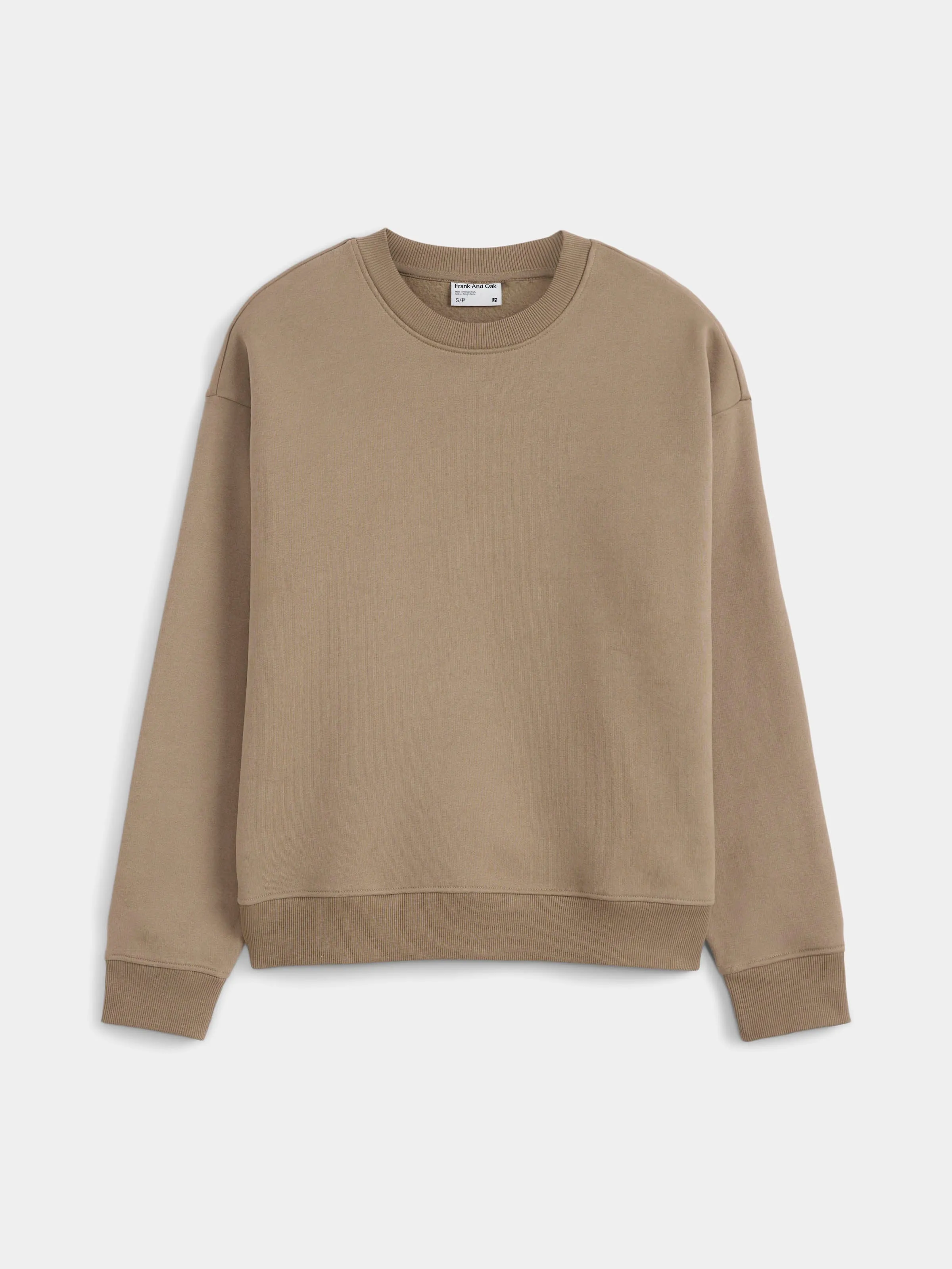 The Soft Crewneck Sweatshirt in Greige sold by Frank & Oak