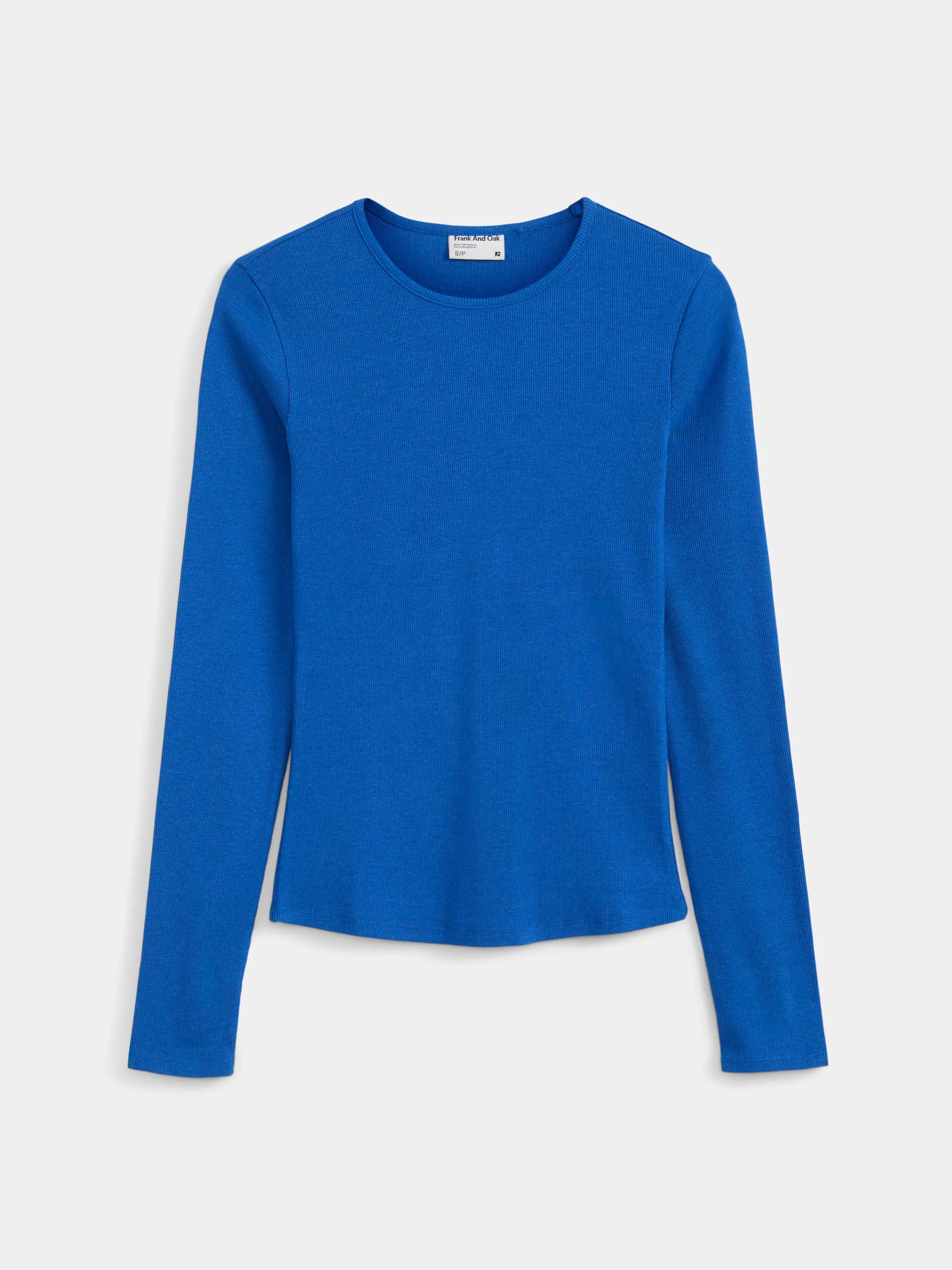 The Ribbed Long Sleeve Top in Nautical Blue sold by Frank & Oak