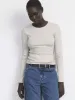 The Ribbed Long Sleeve Top in Grey sold by Frank & Oak