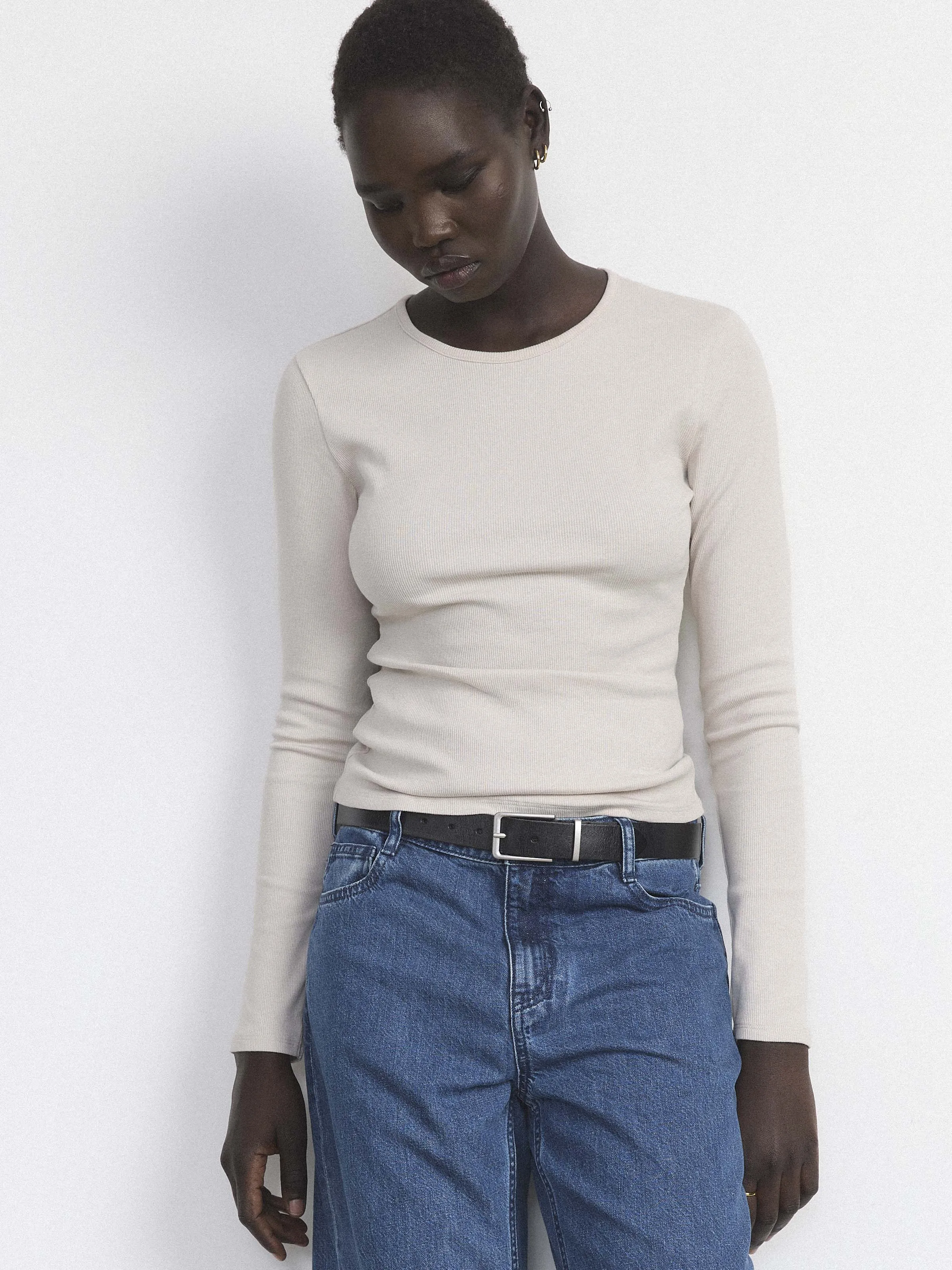The Ribbed Long Sleeve Top in Grey sold by Frank & Oak product image thumbnail 2