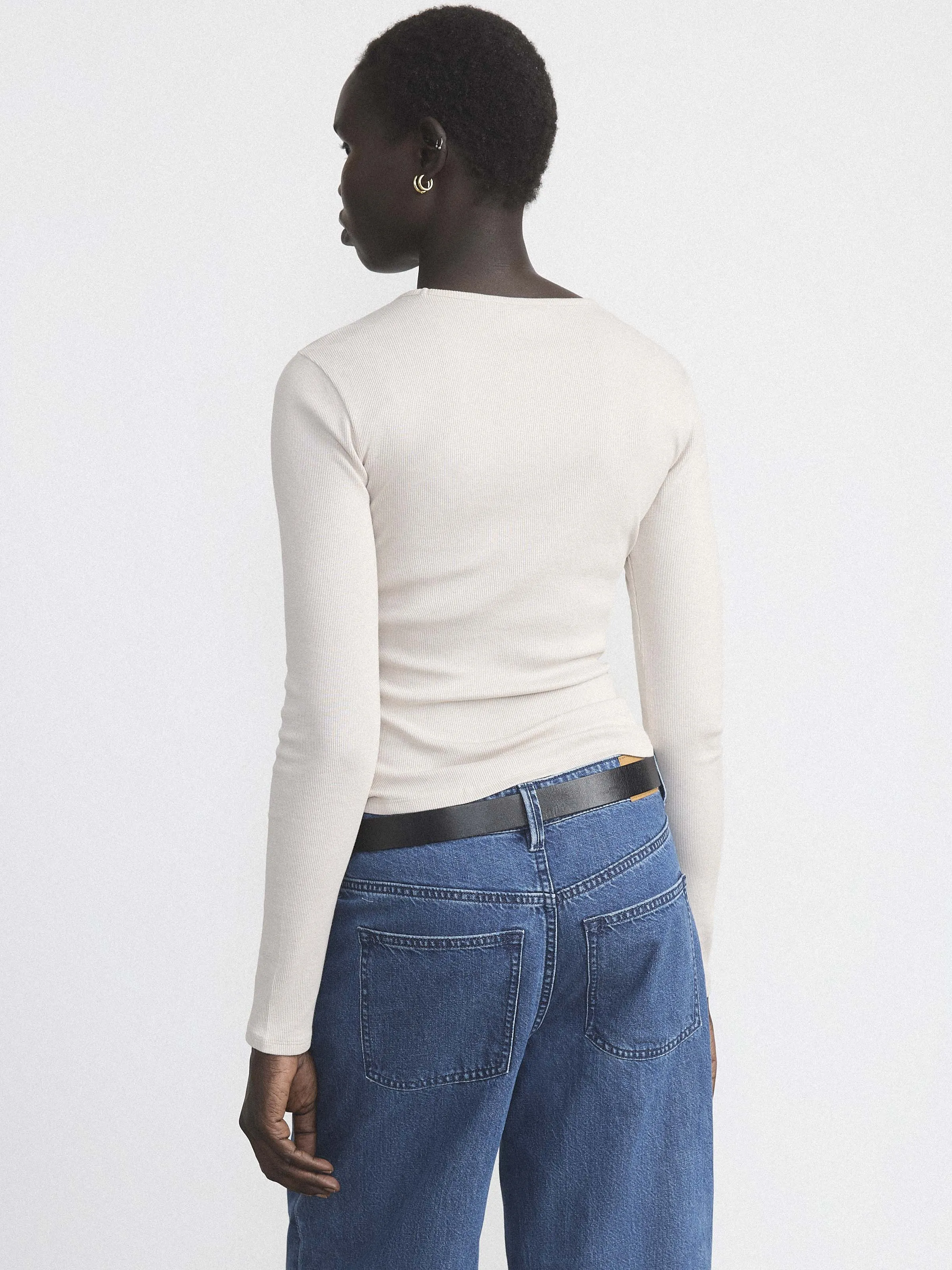 The Ribbed Long Sleeve Top in Grey sold by Frank & Oak product image thumbnail 3