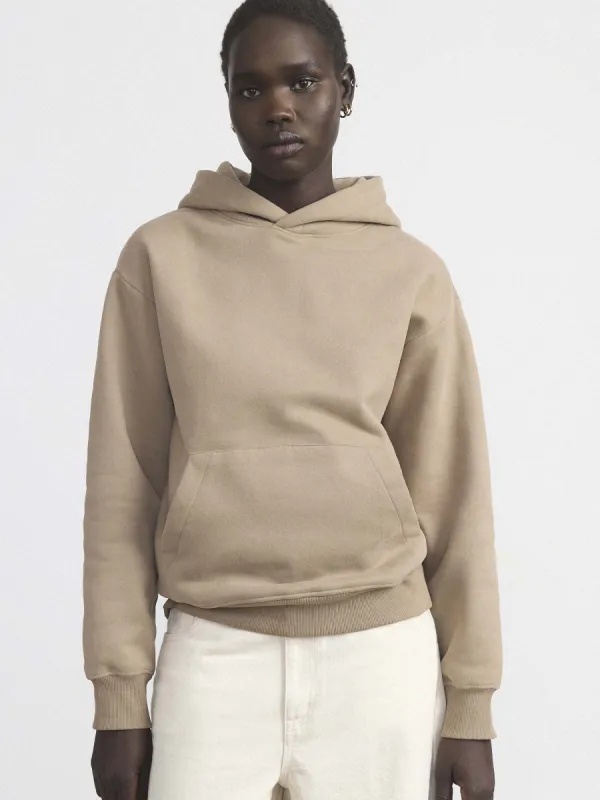 The Soft Hooded Sweatshirt in Greige sold by Frank & Oak