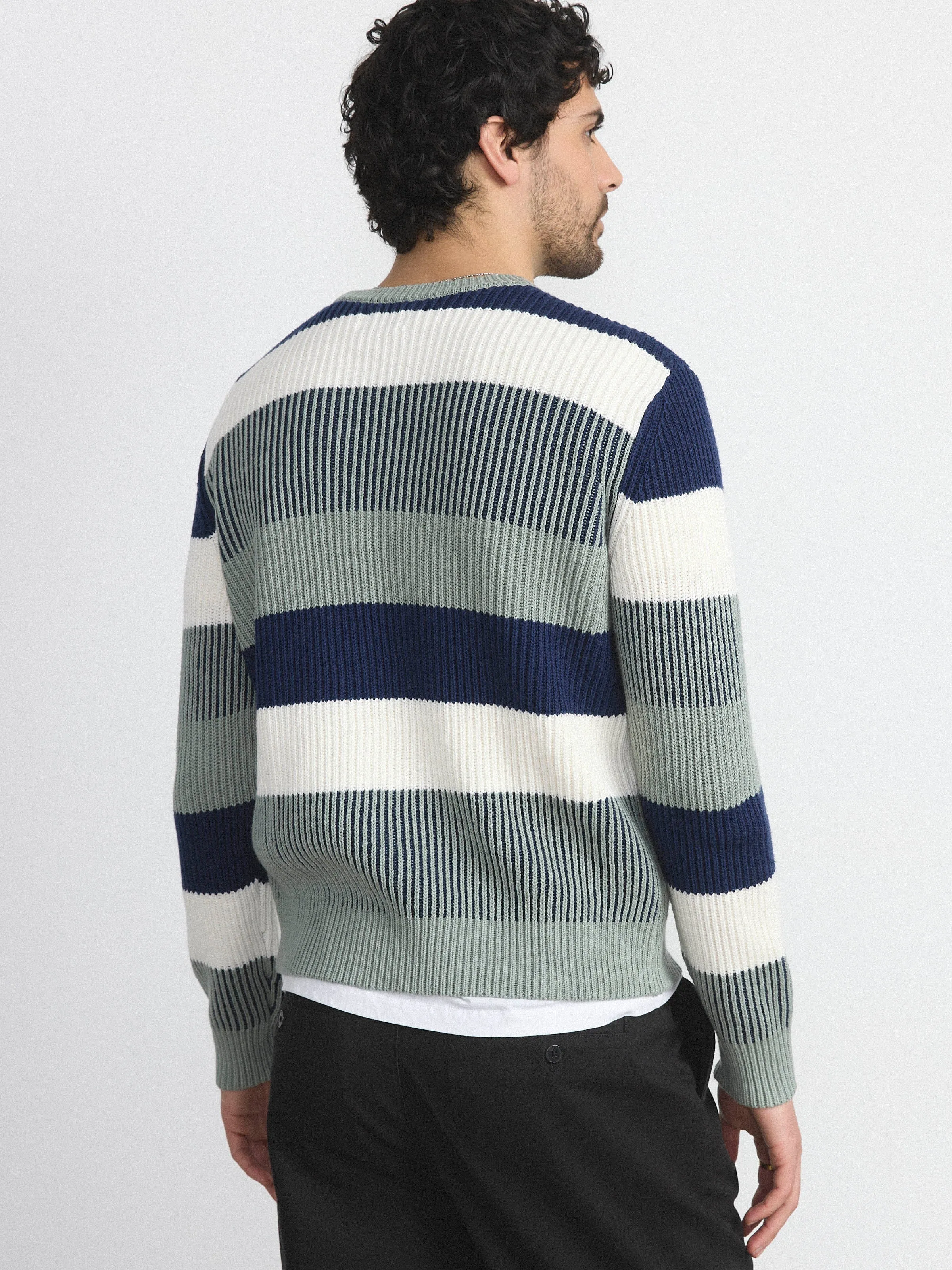 The Striped Ribbed Sweater in Grey Green sold by Frank & Oak product image thumbnail 3