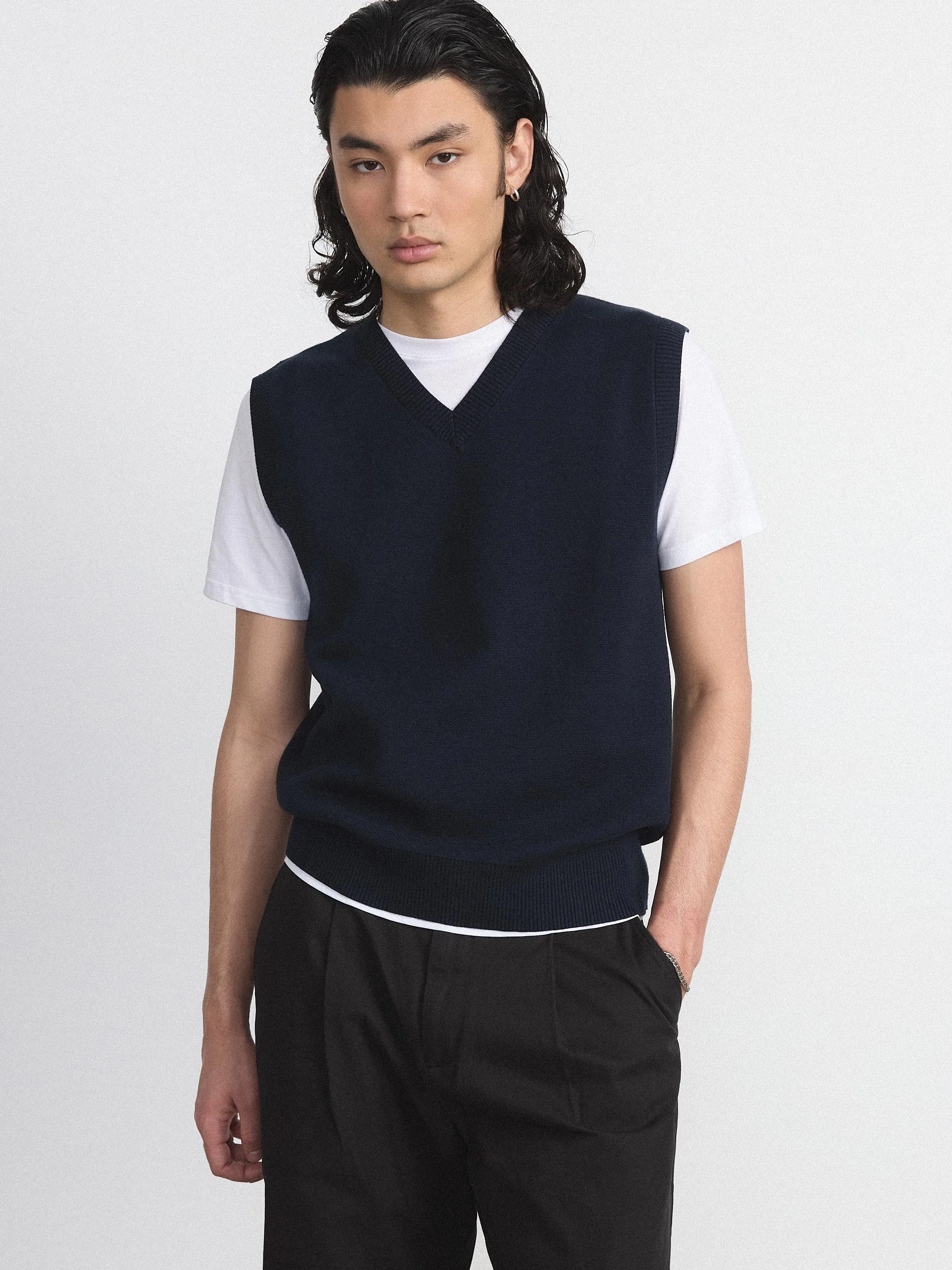 The V Neck Sweater Vest in Deep Blue sold by Frank & Oak product image thumbnail 2