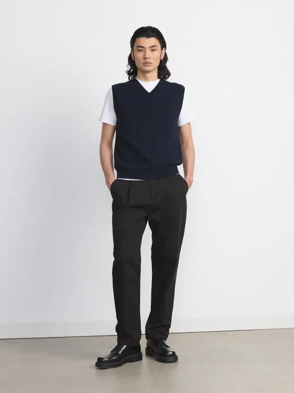 The V Neck Sweater Vest in Deep Blue sold by Frank & Oak