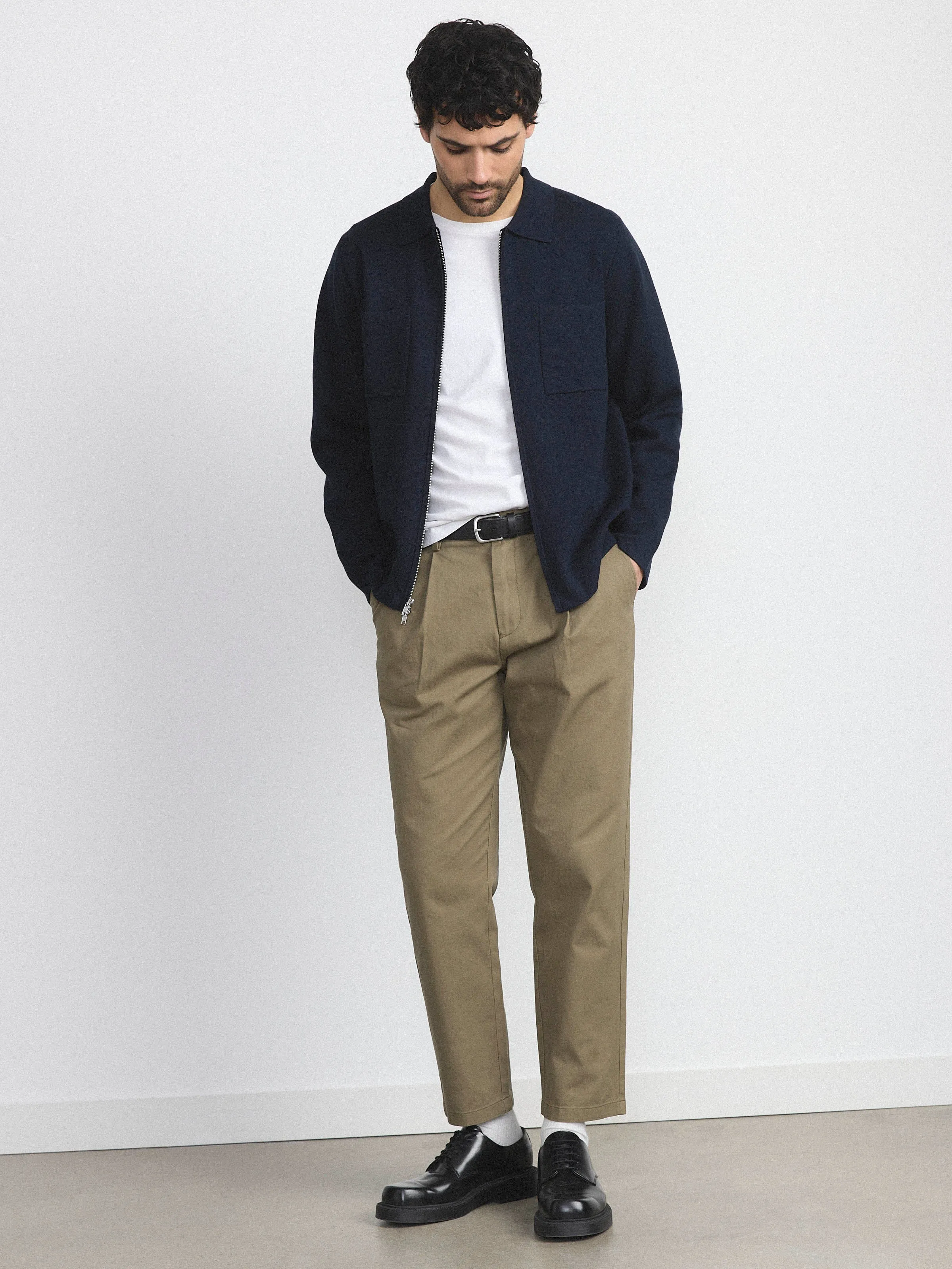 The Zip Up Knit Overshirt in Deep Blue sold by Frank & Oak product image thumbnail 2