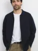 The Zip Up Knit Overshirt in Deep Blue sold by Frank & Oak