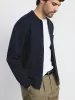 The Zip Up Knit Overshirt in Deep Blue sold by Frank & Oak