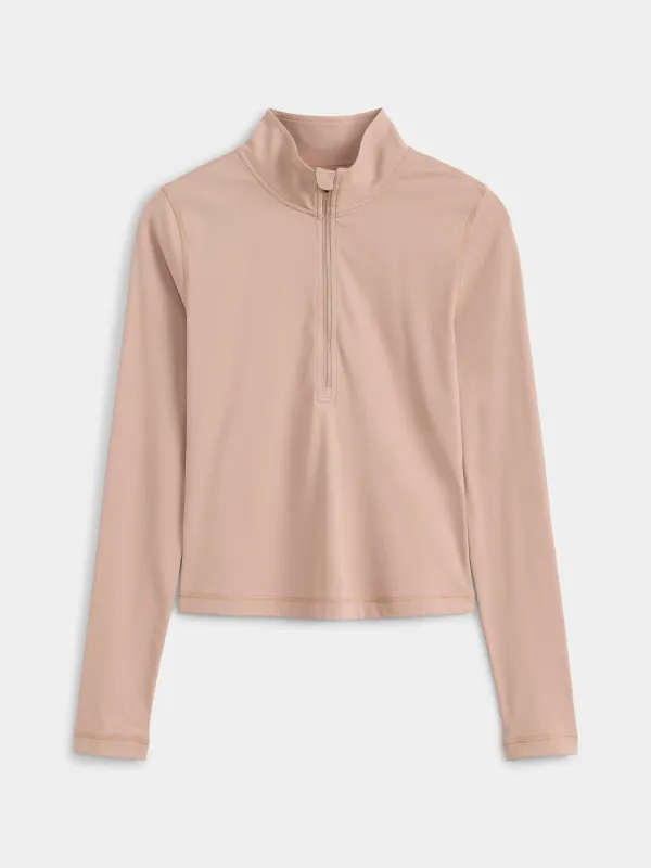 The Fitted Half Zip Top in Beige sold by Frank & Oak