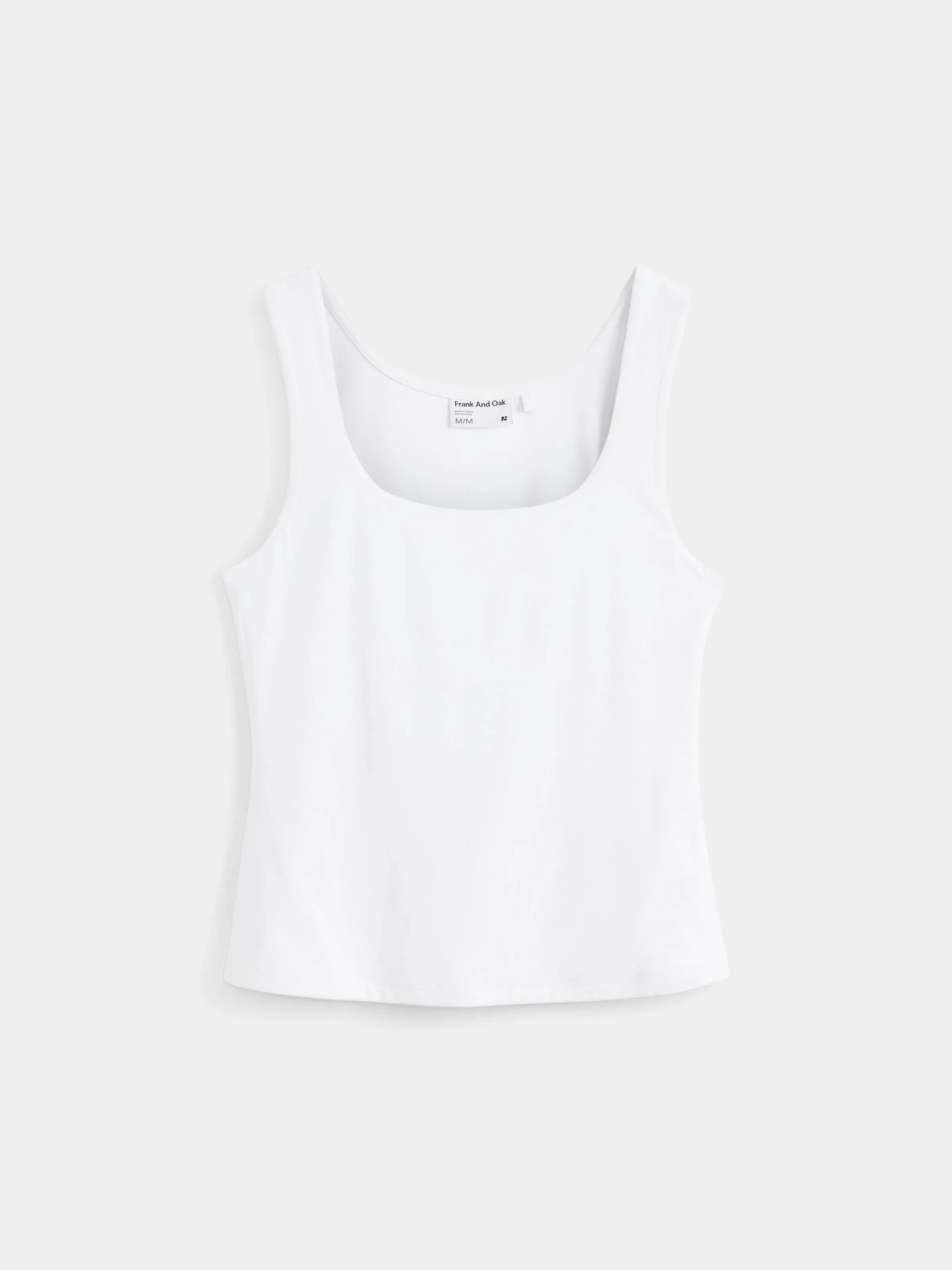 The Scoop Neck Tank Top in White sold by Frank & Oak