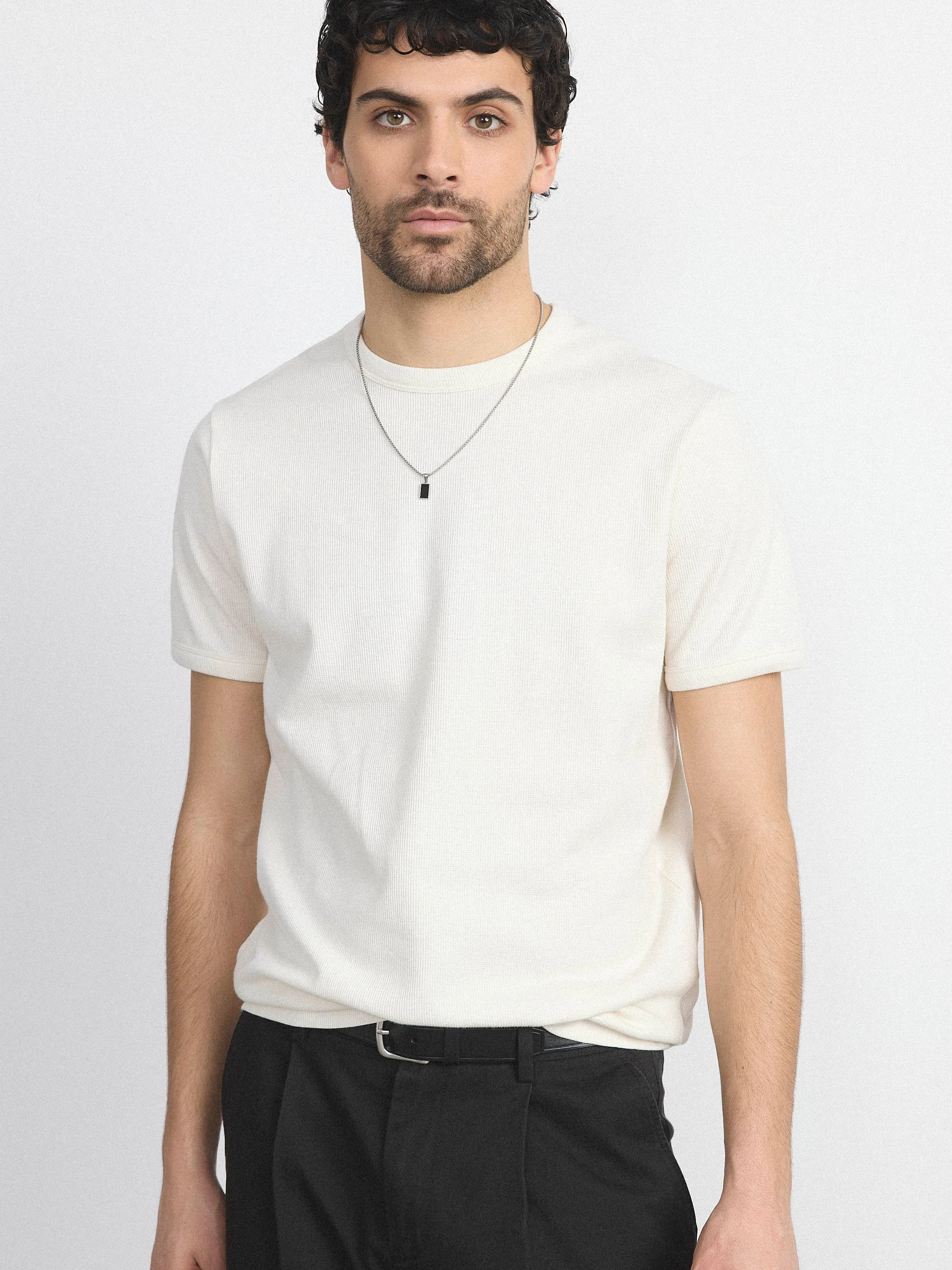 The Short Sleeve Ribbed T-Shirt in Cloud sold by Frank & Oak product image thumbnail 3
