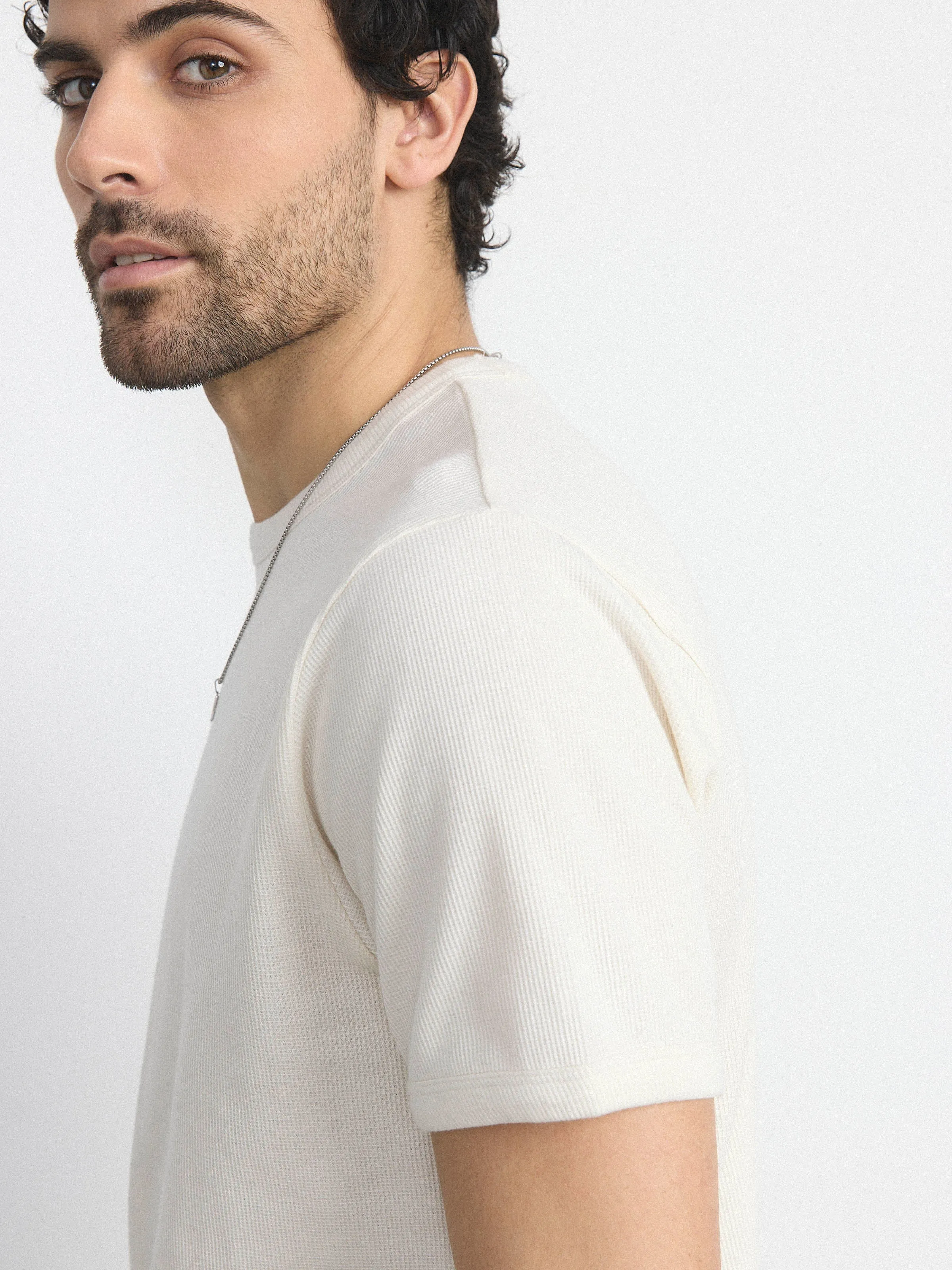 The Short Sleeve Ribbed T-Shirt in Cloud sold by Frank & Oak product image thumbnail 2