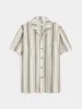 The Striped Camp Collar Shirt in Olive Green sold by Frank & Oak