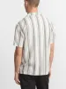 The Striped Camp Collar Shirt in Olive Green sold by Frank & Oak