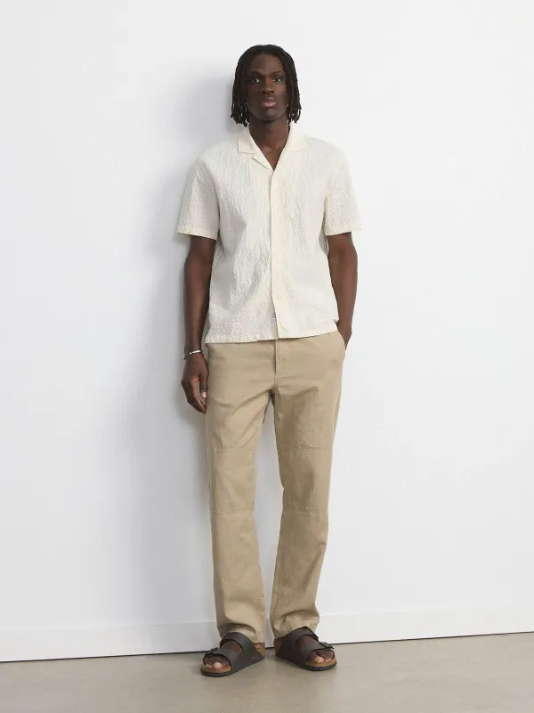 The Crinkled Camp Collar Shirt in Natural Beige sold by Frank & Oak