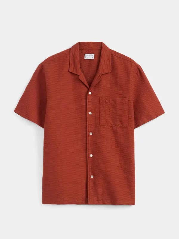 The Textured Camp Collar Shirt in Spice Orange sold by Frank & Oak