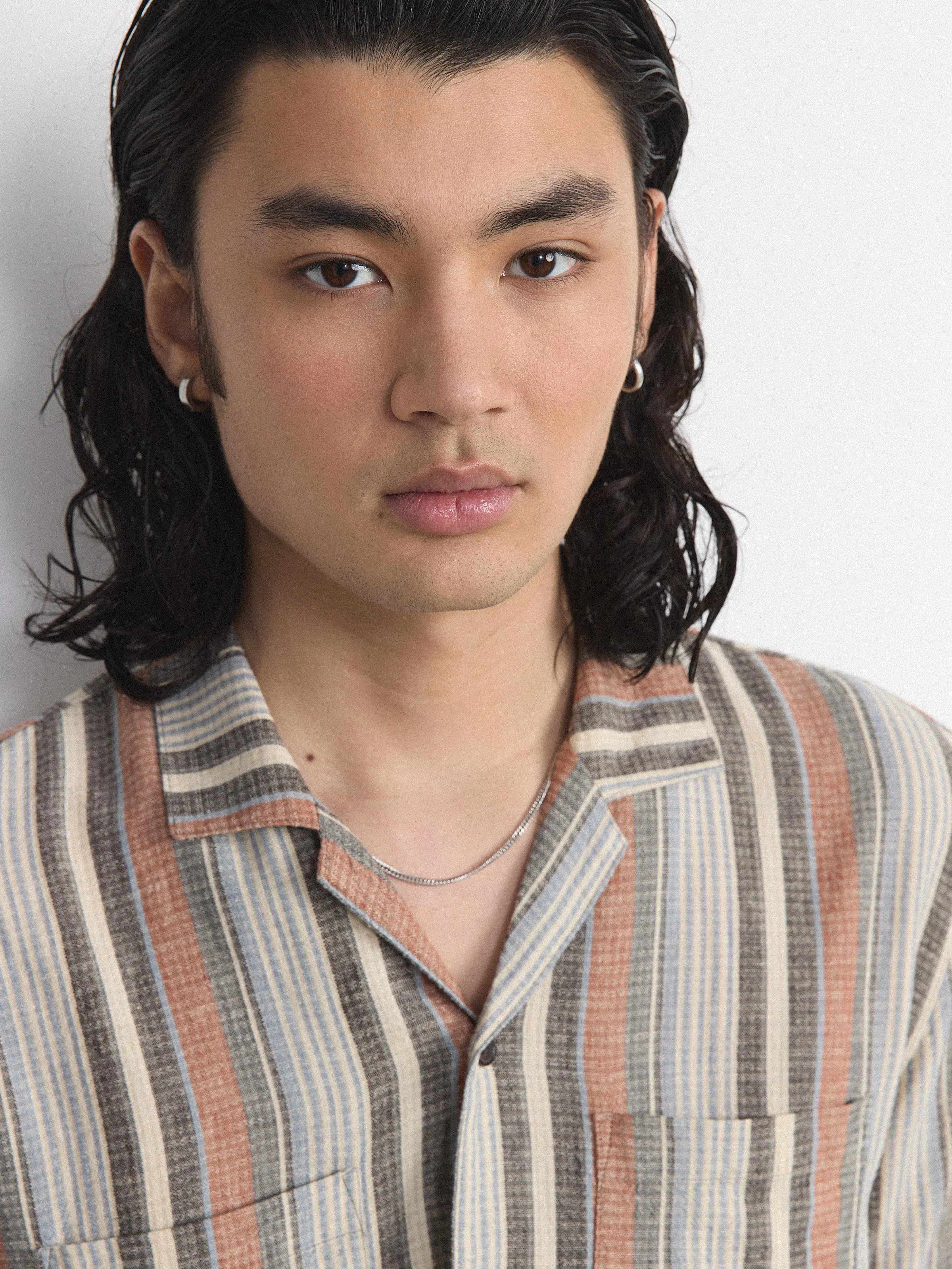 The Striped Camp Collar Shirt in Spice Orange sold by Frank & Oak product image thumbnail 2