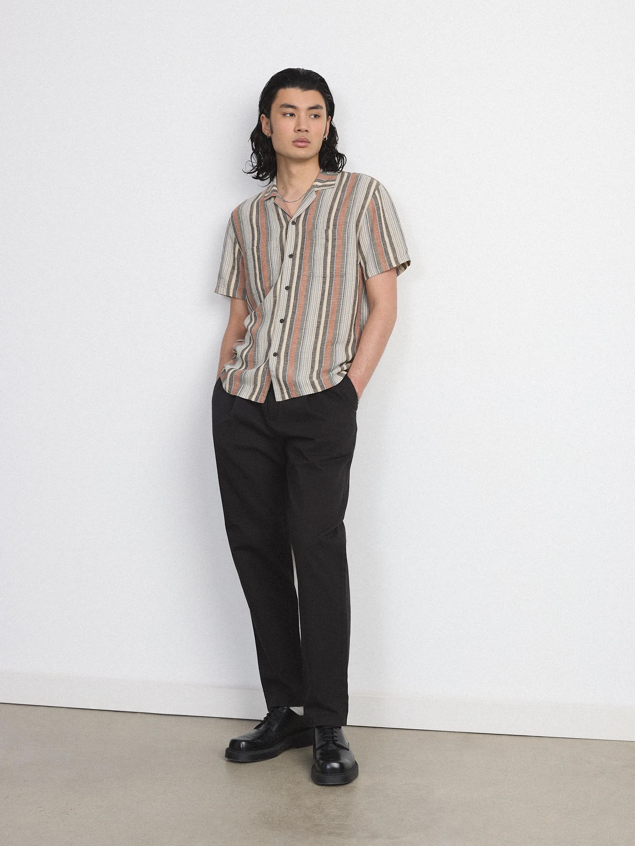 The Striped Camp Collar Shirt in Spice Orange sold by Frank & Oak product image thumbnail 4