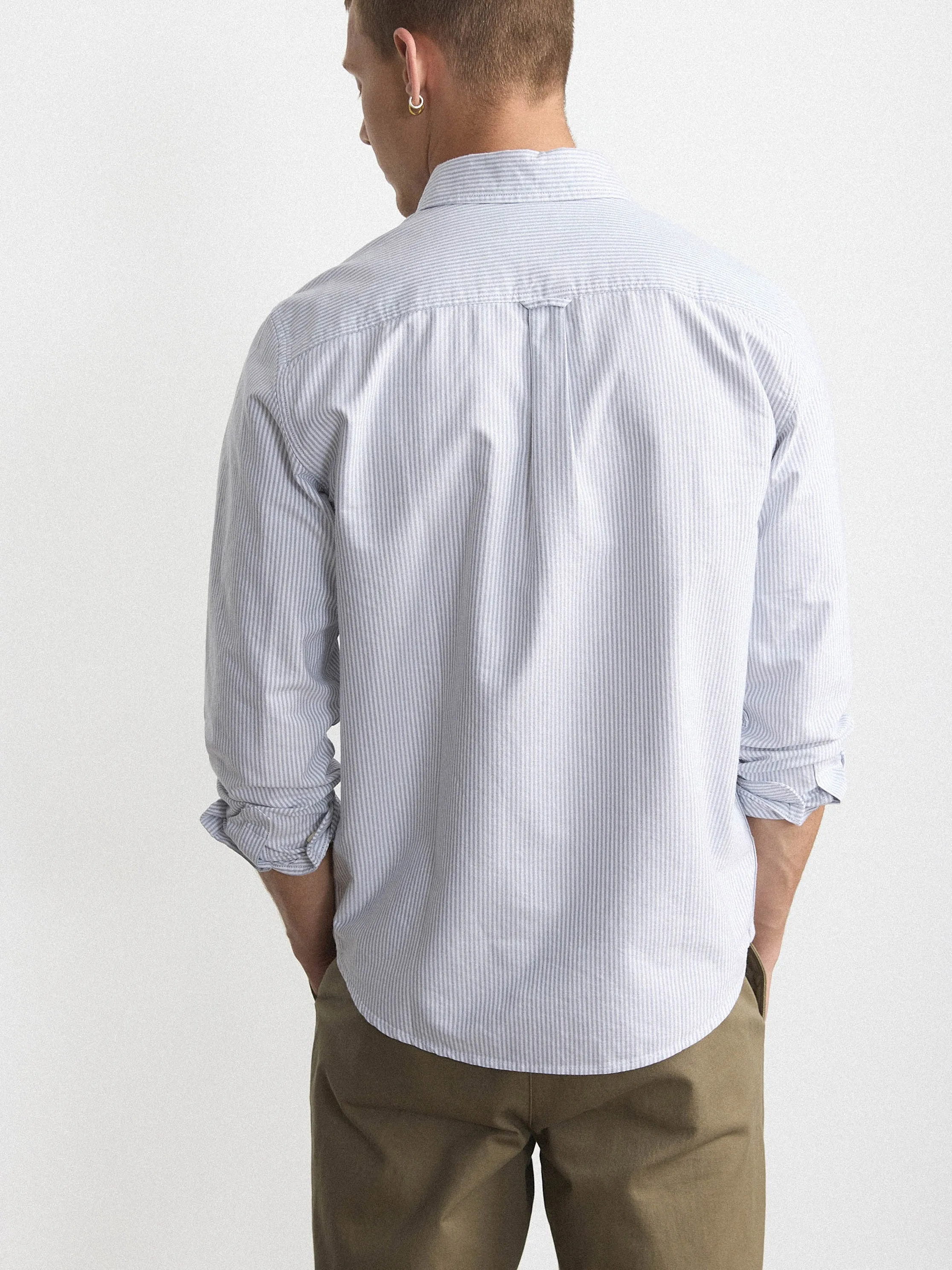 The Striped Jasper Oxford Shirt in Storm Blue sold by Frank & Oak product image thumbnail 3