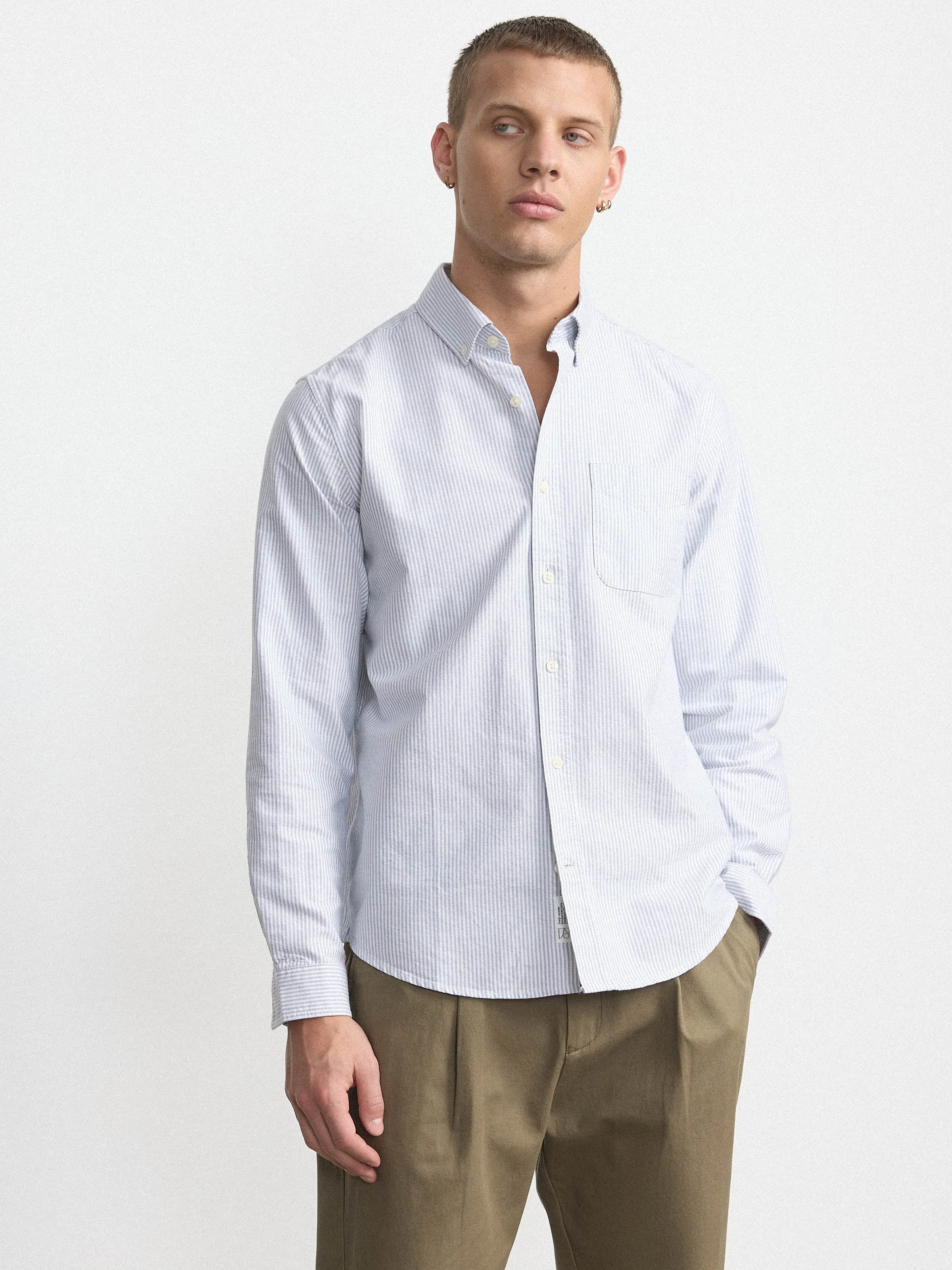The Striped Jasper Oxford Shirt in Storm Blue sold by Frank & Oak product image thumbnail 2