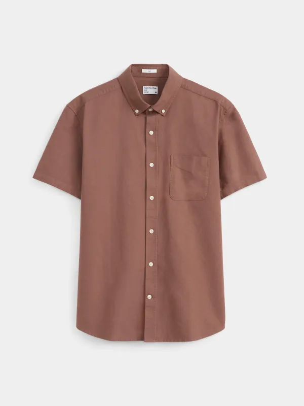 The Jasper Short Sleeve Oxford Shirt in Nutmeg sold by Frank & Oak