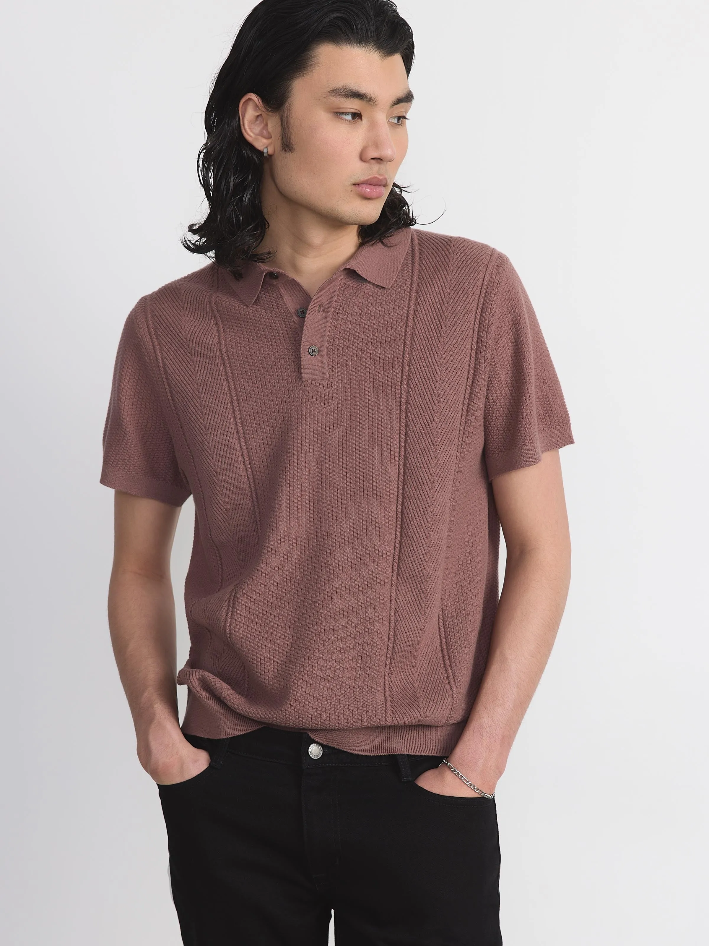 The Mixed Stitch Polo in Nutmeg sold by Frank & Oak product image thumbnail 2