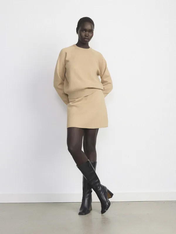 The Compact Mini Skirt in Sandstone sold by Frank & Oak