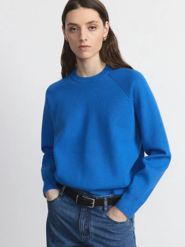 The Compact Raglan Sweater in Nautical Blue sold by Frank & Oak