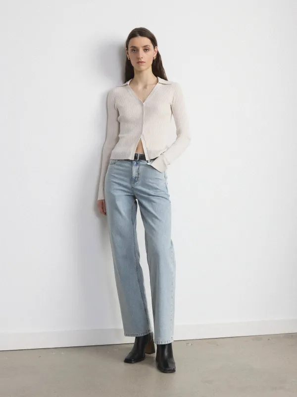 The Buttoned Slim Fit Sweater in Natural Beige sold by Frank & Oak