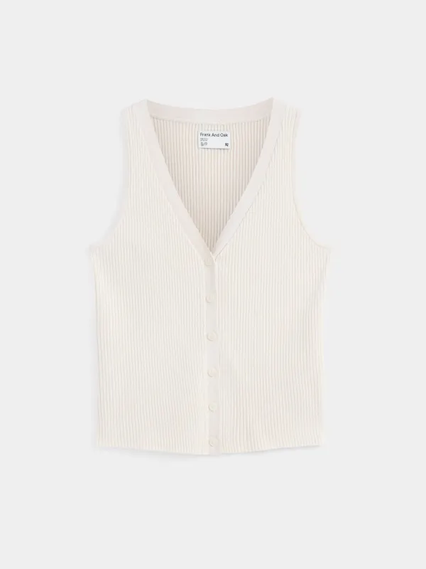 The Button Up Sweater Vest in Natural Beige sold by Frank & Oak