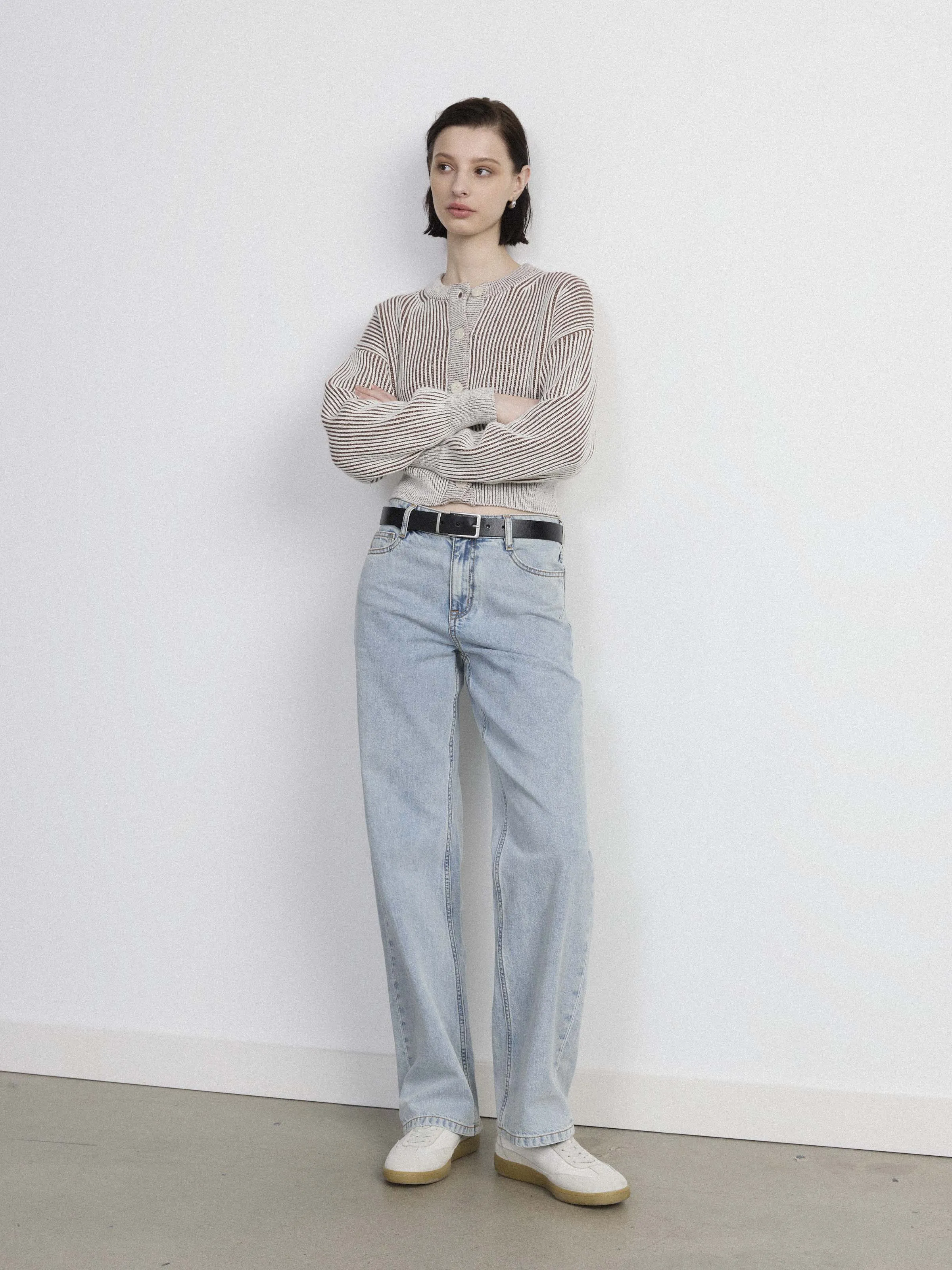 The Bubble Sleeve Cardigan in Cream sold by Frank & Oak