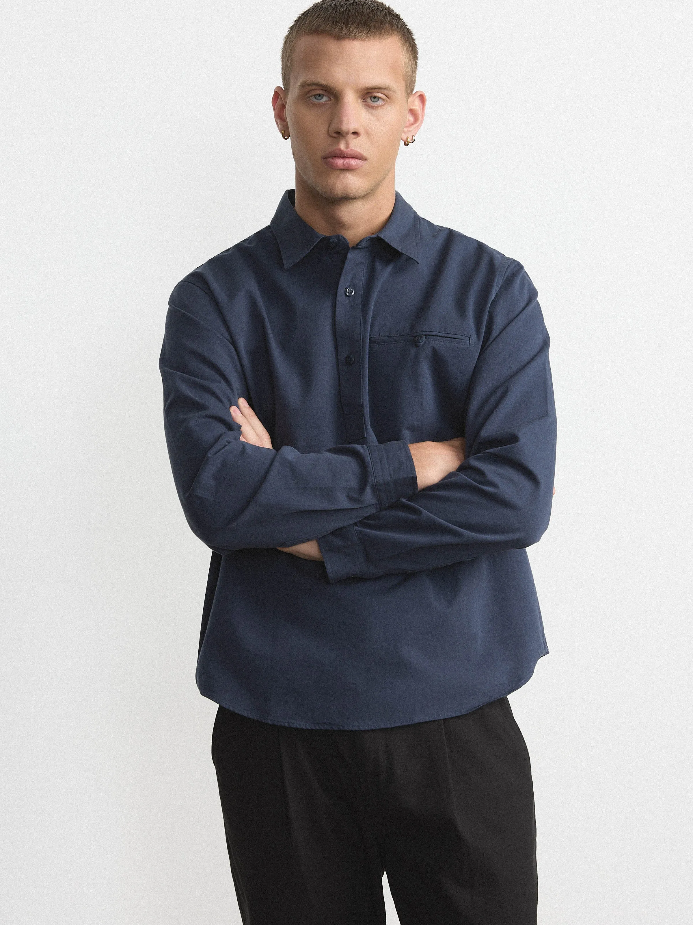 The Half Button Shirt in Midnight Blue sold by Frank & Oak product image thumbnail 2