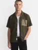 The Eco Dye Camp Collar Shirt in Deep Green sold by Frank & Oak