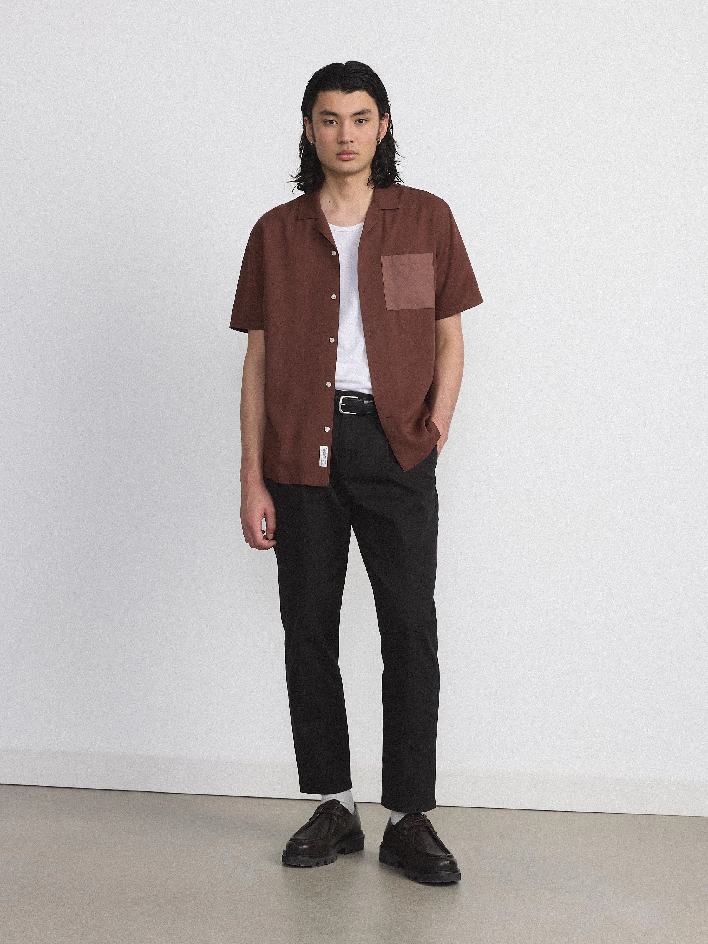 The Eco Dye Camp Collar Shirt in Chocolate Fudge sold by Frank & Oak product image thumbnail 2