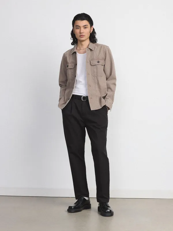 The Jamie Pleated Chino Pant in Washed Black sold by Frank & Oak