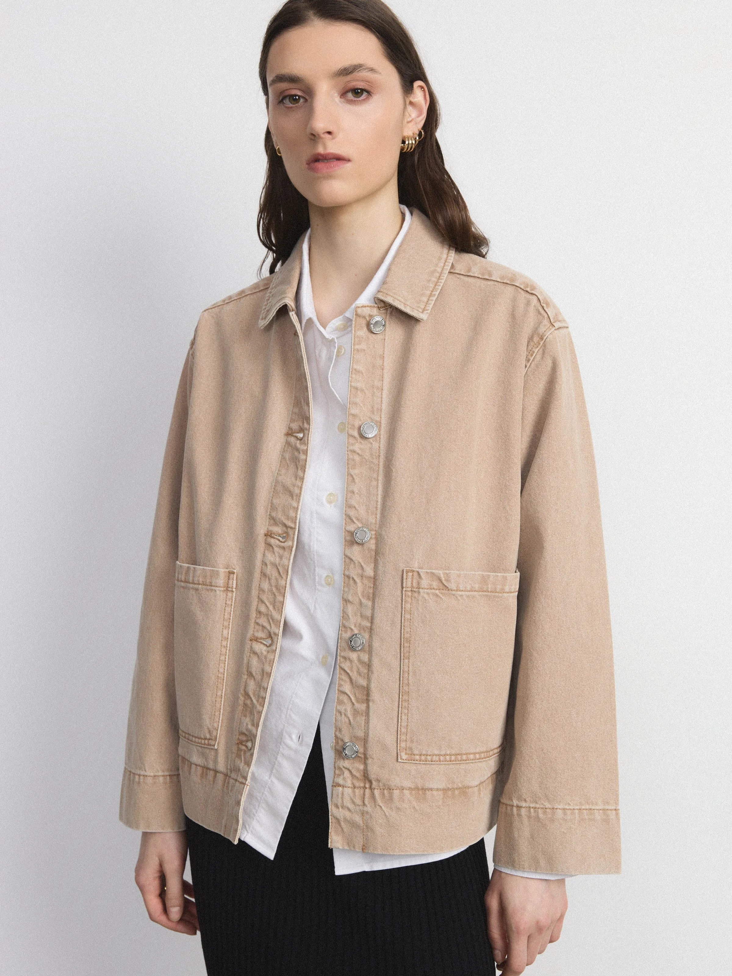 The Natural Dye Workwear Jacket in Acacia Tan sold by Frank & Oak