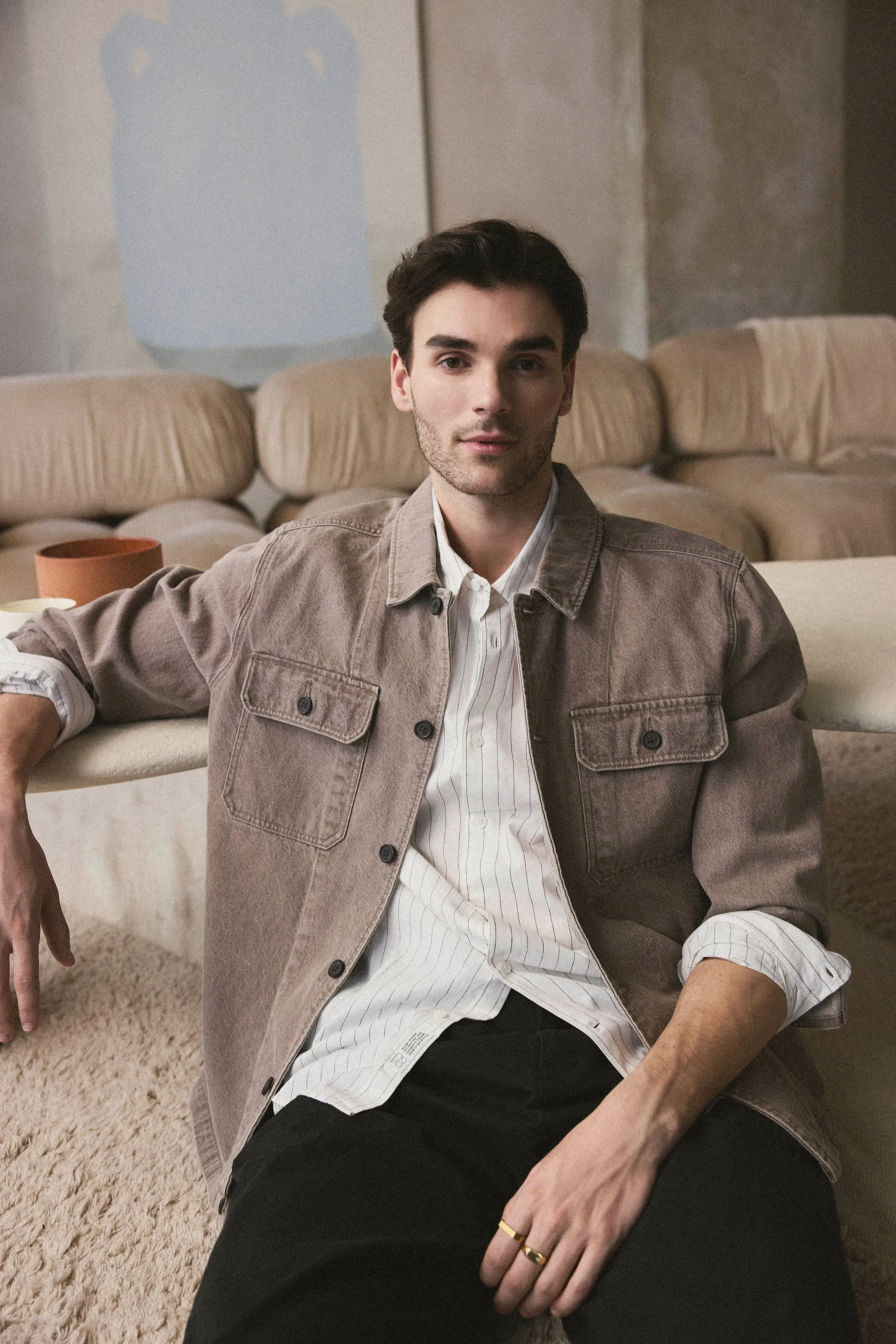 The Natural Dye Overshirt in Earthy Brown sold by Frank & Oak