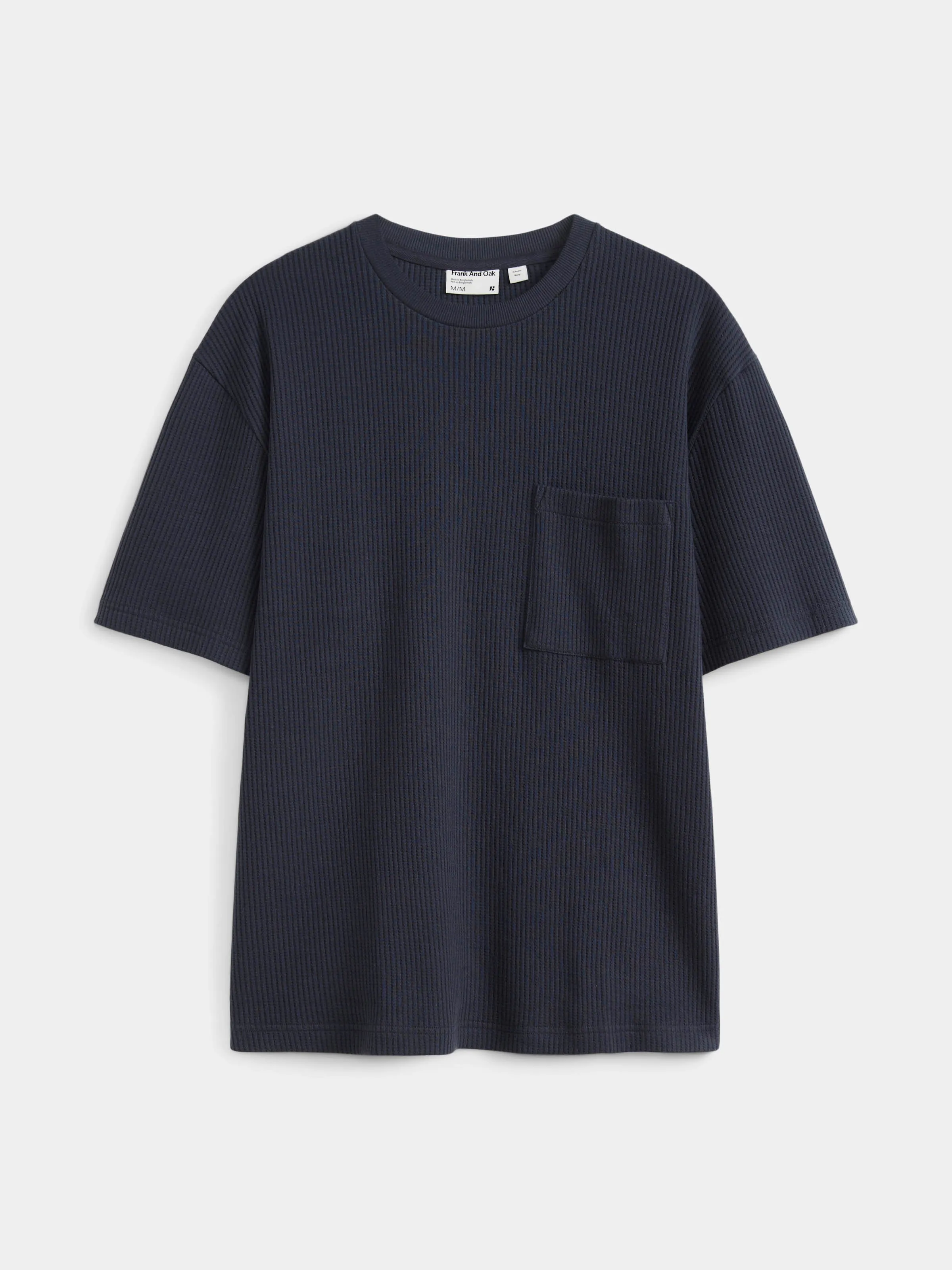 The Loose Waffle T-Shirt in Midnight Blue sold by Frank & Oak