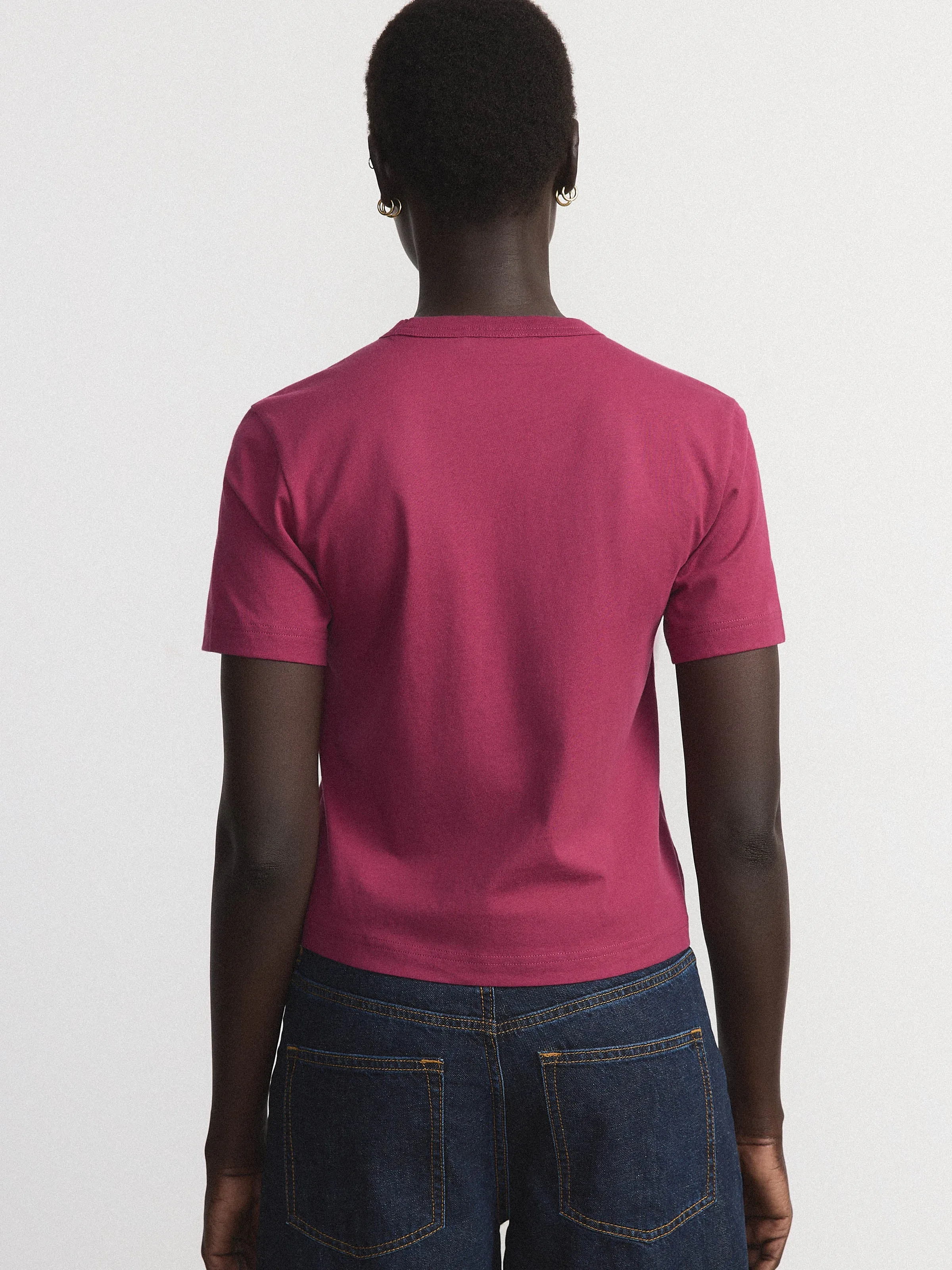 The Cropped T-Shirt in Raspberry sold by Frank & Oak product image thumbnail 3
