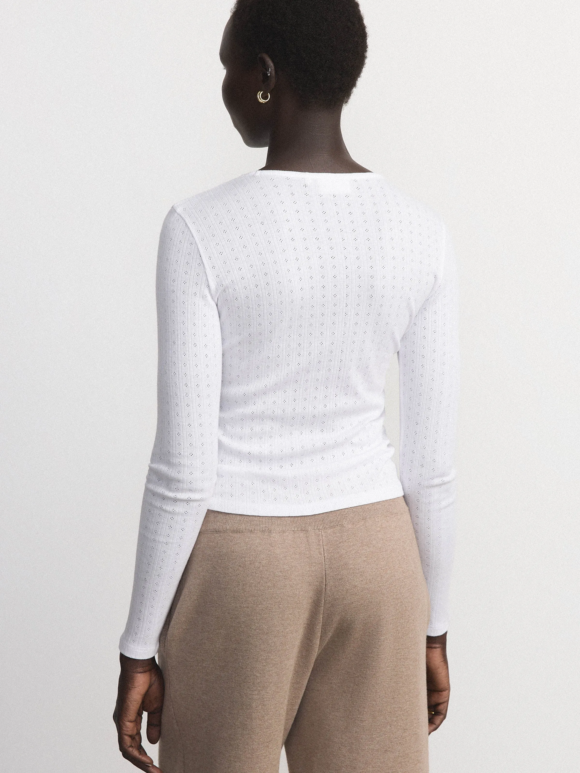 The Long Sleeve Pointelle Top in White sold by Frank & Oak product image thumbnail 3