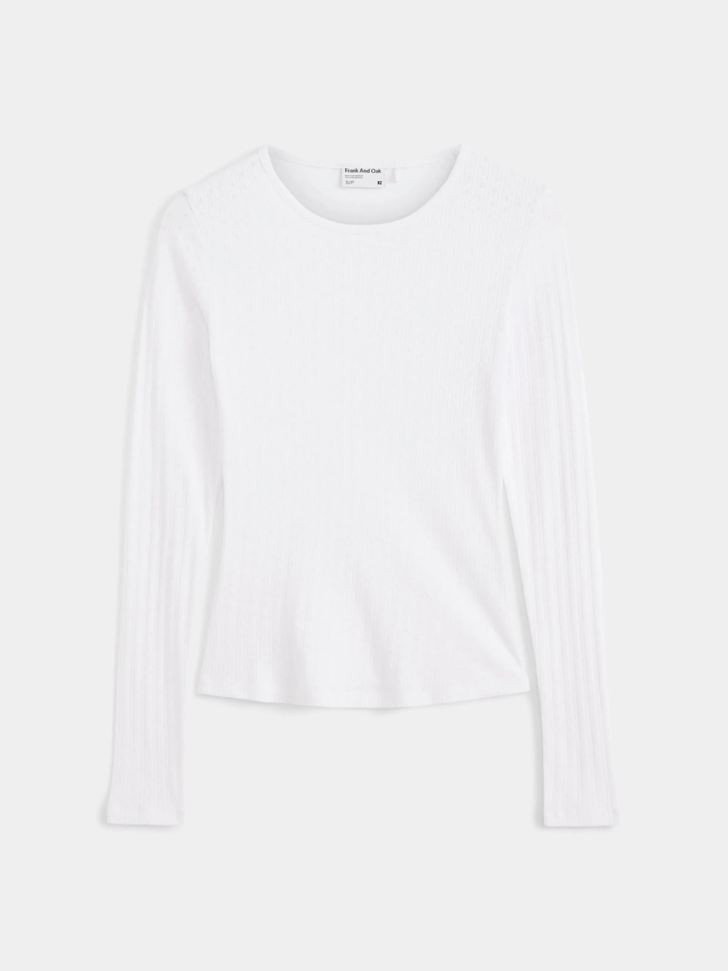 The Long Sleeve Pointelle Top in White sold by Frank & Oak product image thumbnail 4