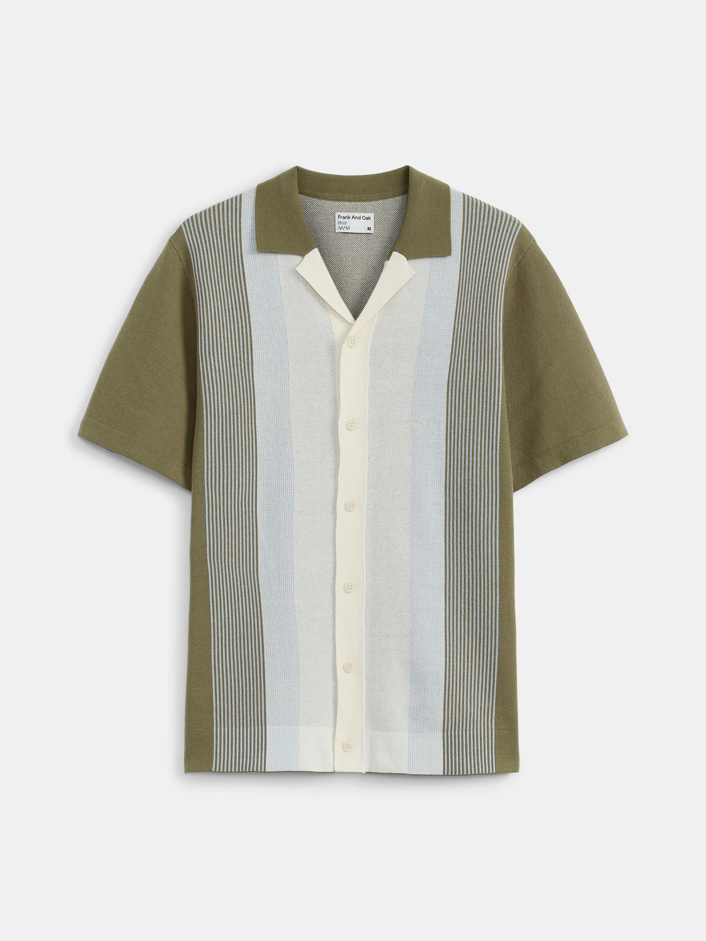 The Knit Camp Collar Shirt in Brown Green sold by Frank & Oak