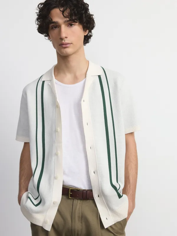 The Knit Camp Collar Shirt in Cloud sold by Frank & Oak