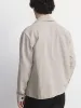 The Linen Notch Collar Overshirt in Light Grey sold by Frank & Oak