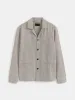 The Linen Notch Collar Overshirt in Light Grey sold by Frank & Oak