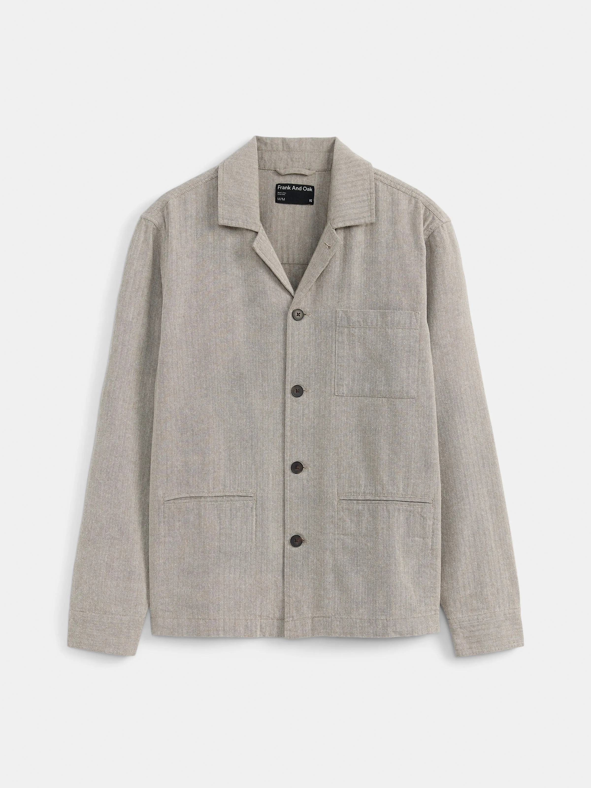 The Linen Notch Collar Overshirt in Light Grey sold by Frank & Oak product image thumbnail 5